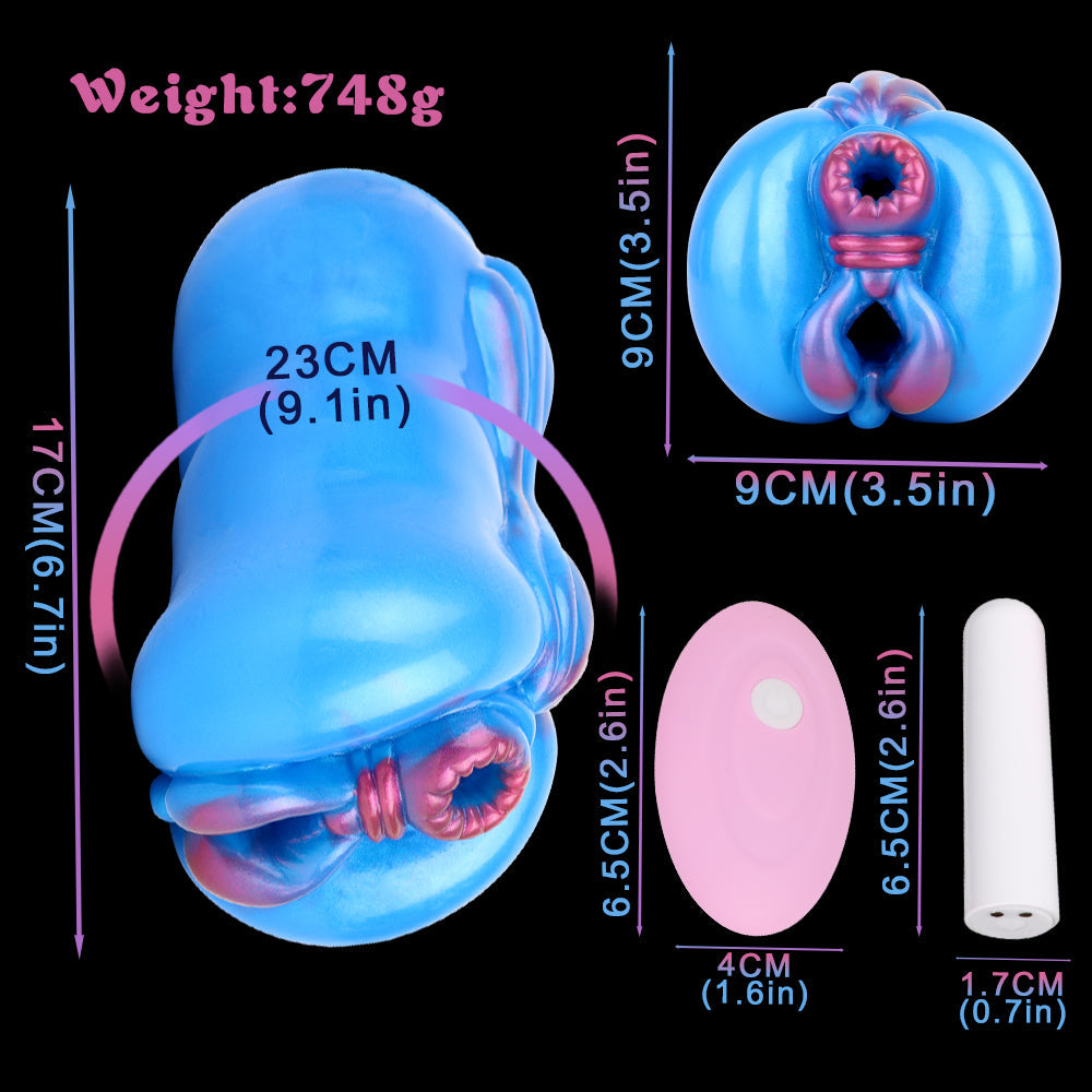 Fantasy Animal Pussy Male Masturbator - Dual Vaginal Vibrating Bullet Penis Masturbation Cup Xoxomoving