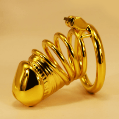 Golden Plated Chastity Cage Xoxomoving