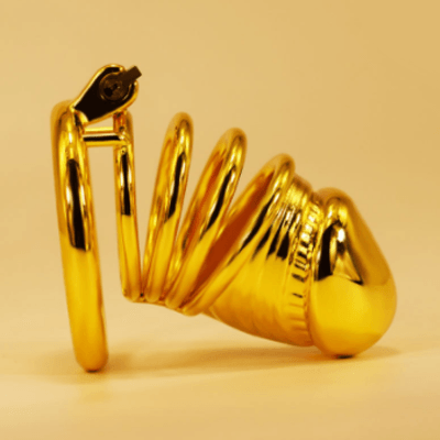 Golden Plated Chastity Cage Xoxomoving