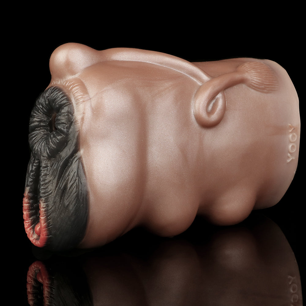 Ebony Cow Pussy Pocket Male Masturbator - Big Realistic Dual Vagina Penis Massage Sex Toys Xoxomoving
