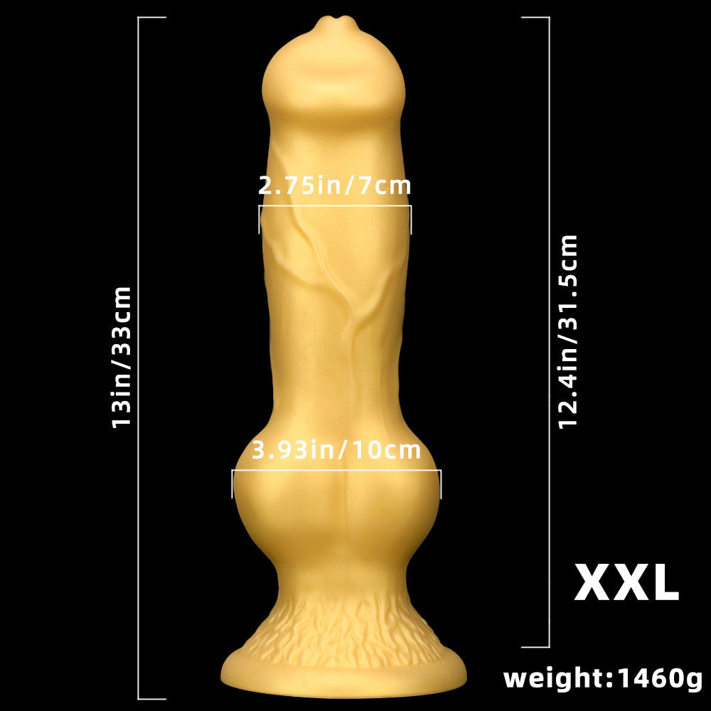13 Inch Silicone Large Golden Dog Dildo Xoxomoving