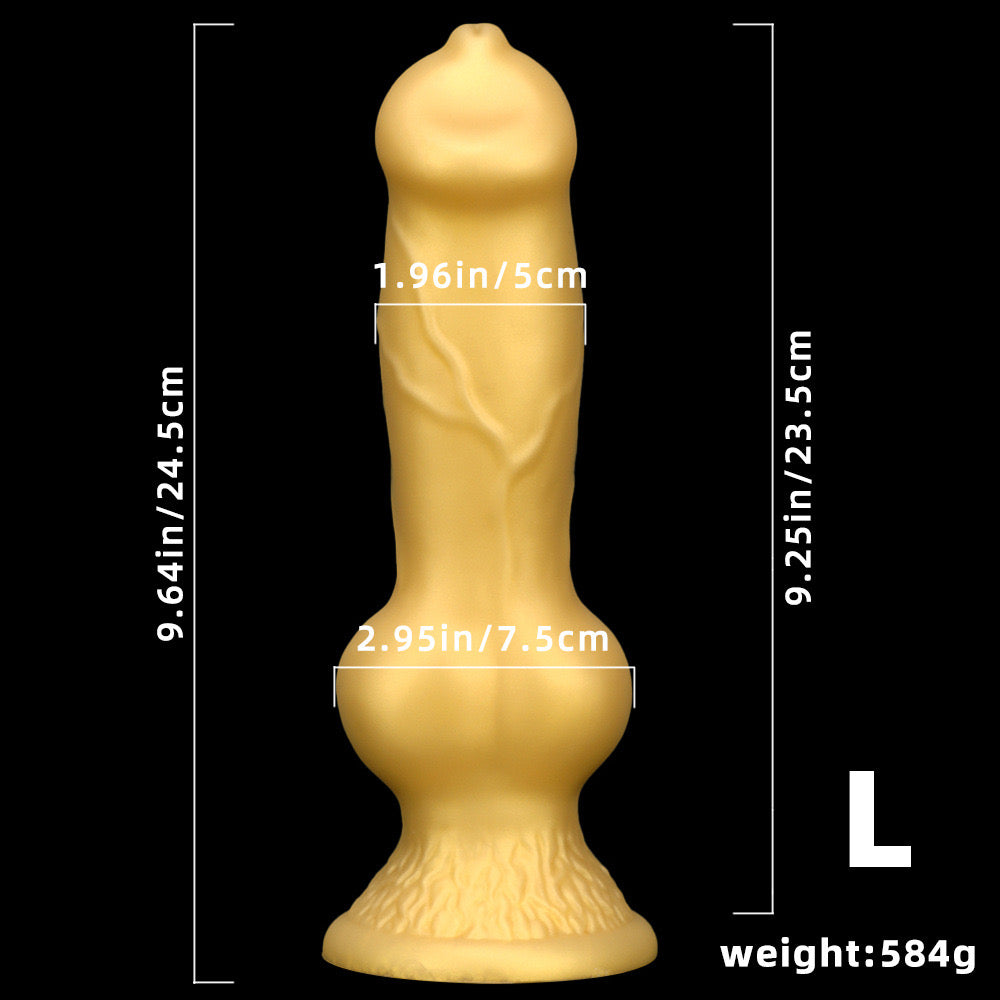 13 Inch Silicone Large Golden Dog Dildo Xoxomoving