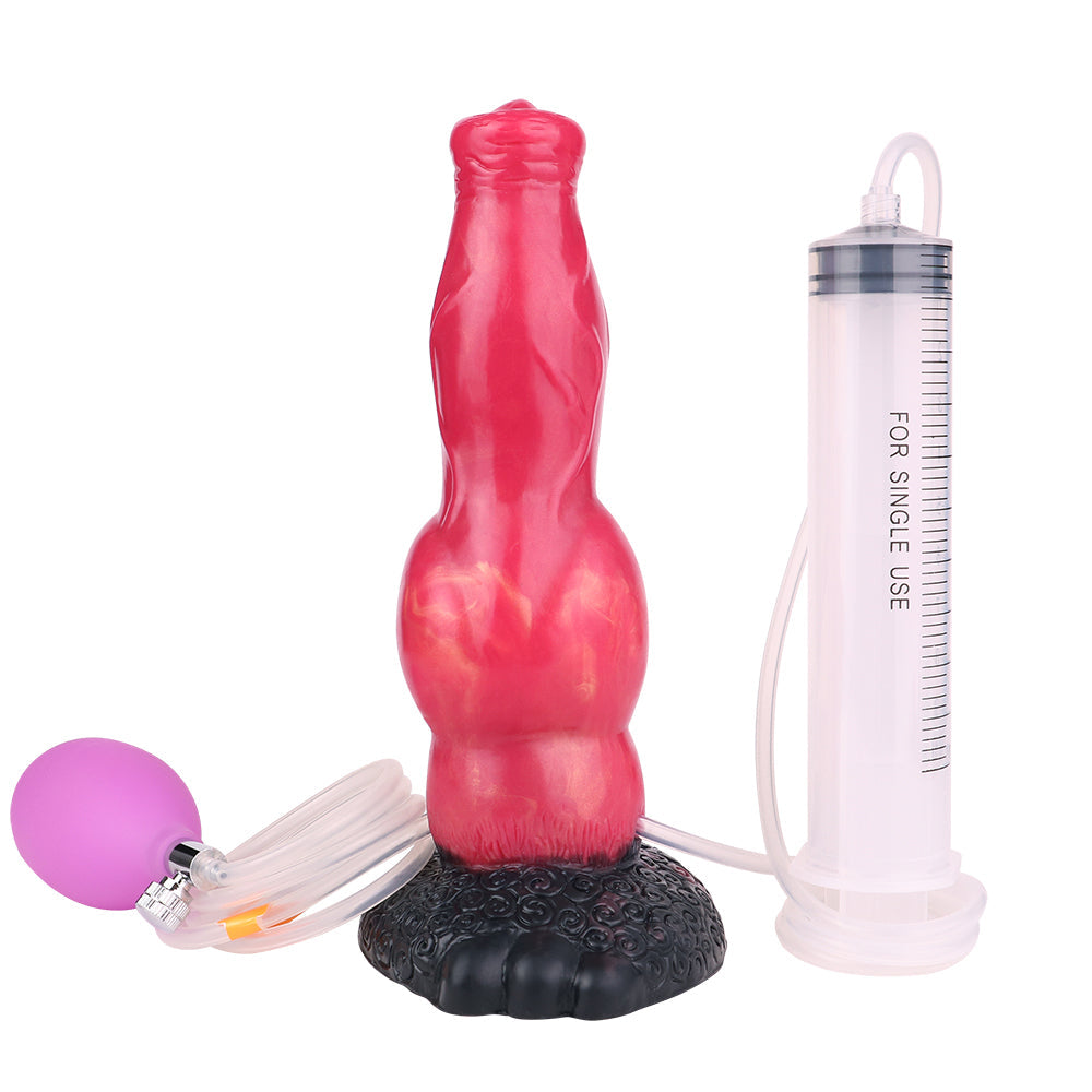 7.36 inch Red Knot Silicone Dog Squirting Dildo Xoxomoving