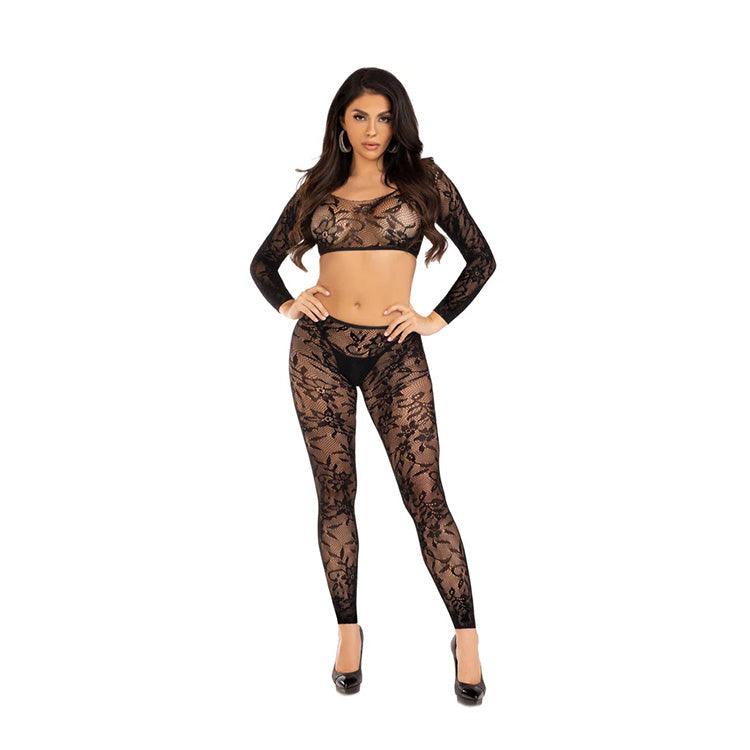 Lace Bodystocking Crop Top & Tights Set Xoxomoving