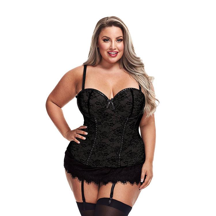 Luxe Lace Trim Bustier & G-String Xoxomoving