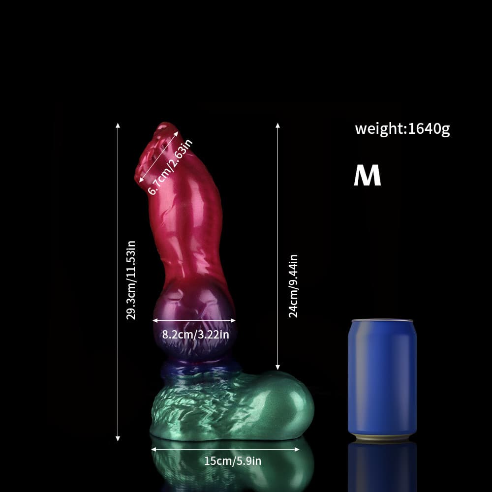 Gun Dog Gradient Purple Green Fantasy Dildo - Knotted Dildo Xoxomoving