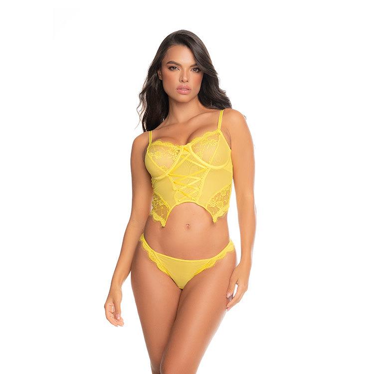 Eyelash Bustier & Thong 2pc Set Xoxomoving