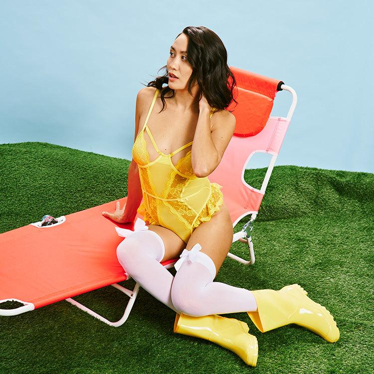 Eyelash Teddy with Removable Garter Straps Xoxomoving