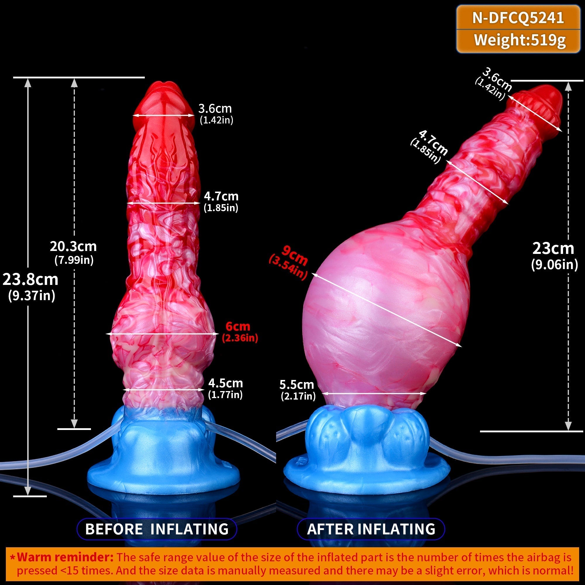 9 Inch Fantasy Dog Dildo Inflatable Butt Plug Xoxomoving