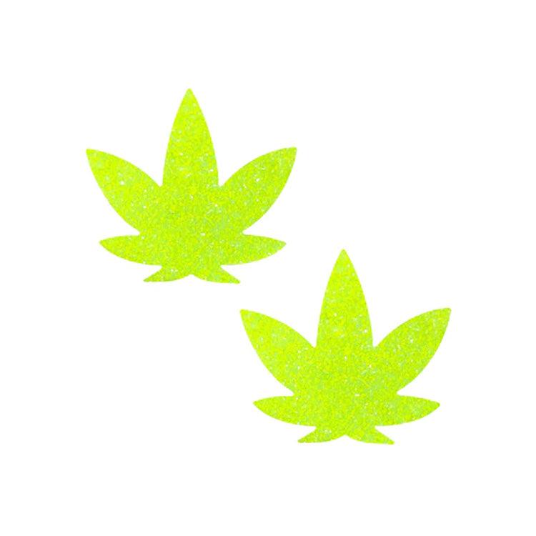 Blacklight Glitter Weed Leaf Pasties Xoxomoving