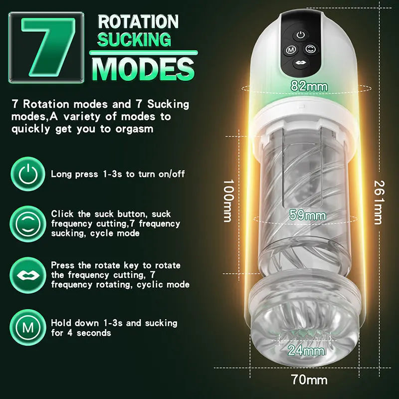 Xoxomoving Male Tongue Licking & Rotating Suction Toy, Waterproof Xoxomoving