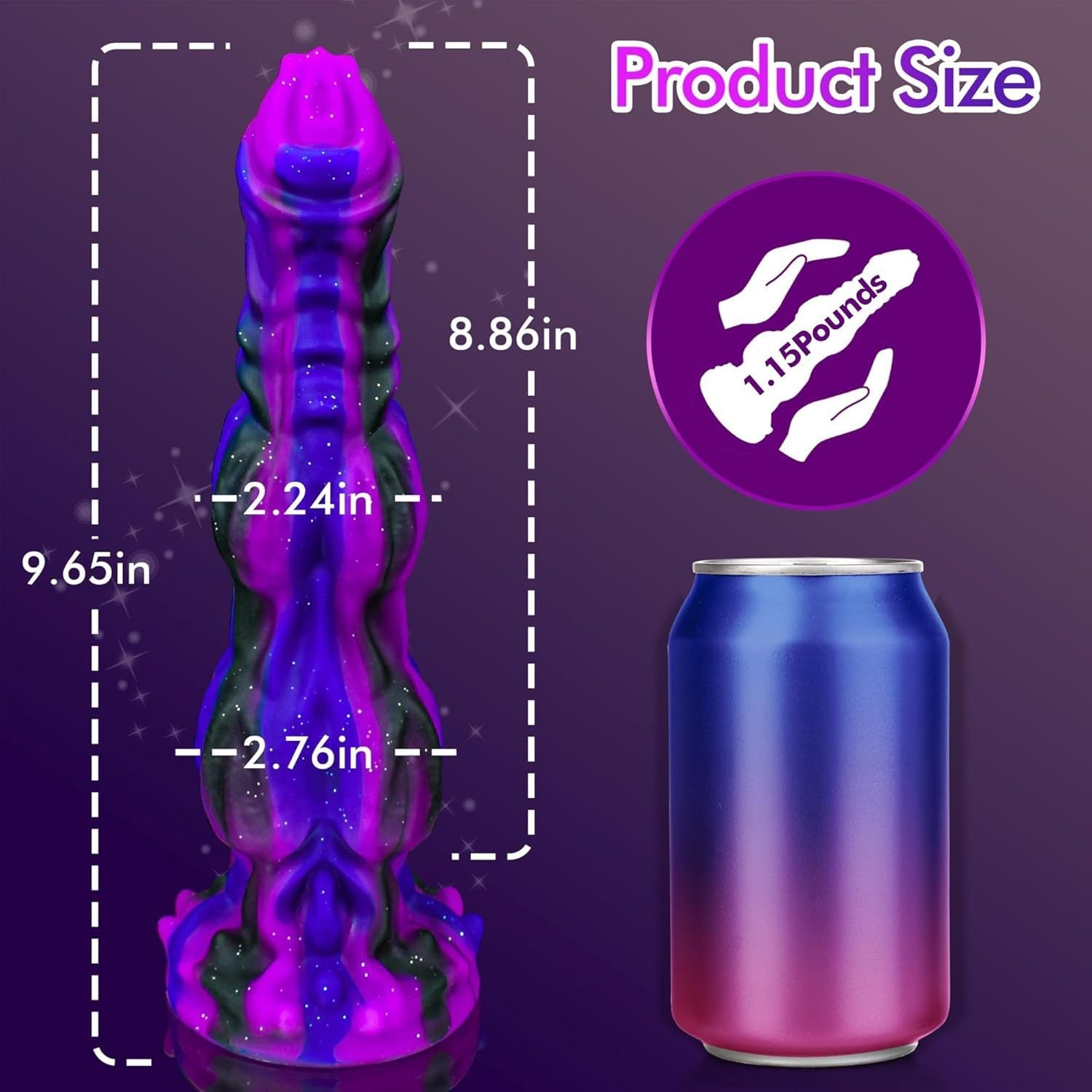 9 Inch Purple Glitter Fantasy Dog Knot Dildo Xoxomoving