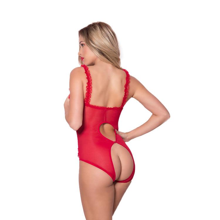 Open-Cup Amber Lace Teddy Xoxomoving