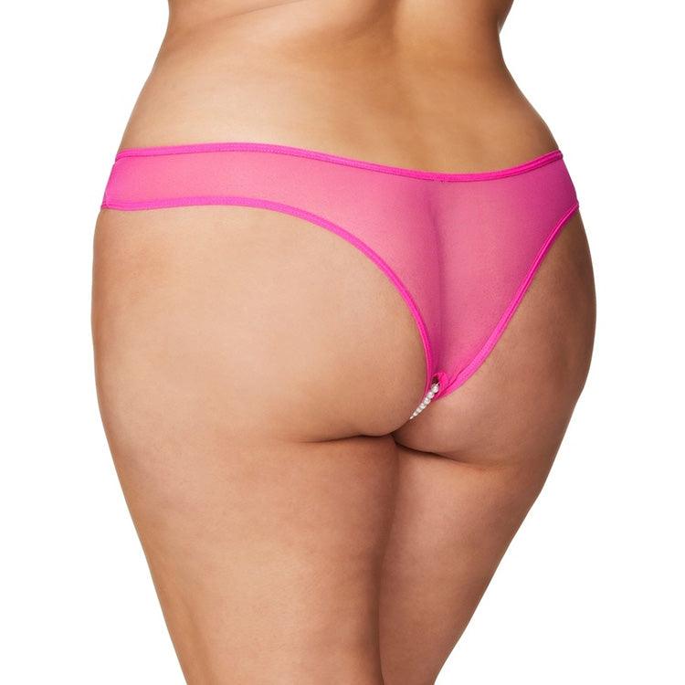 Pearl Crotchless Thong - Plus Size Xoxomoving