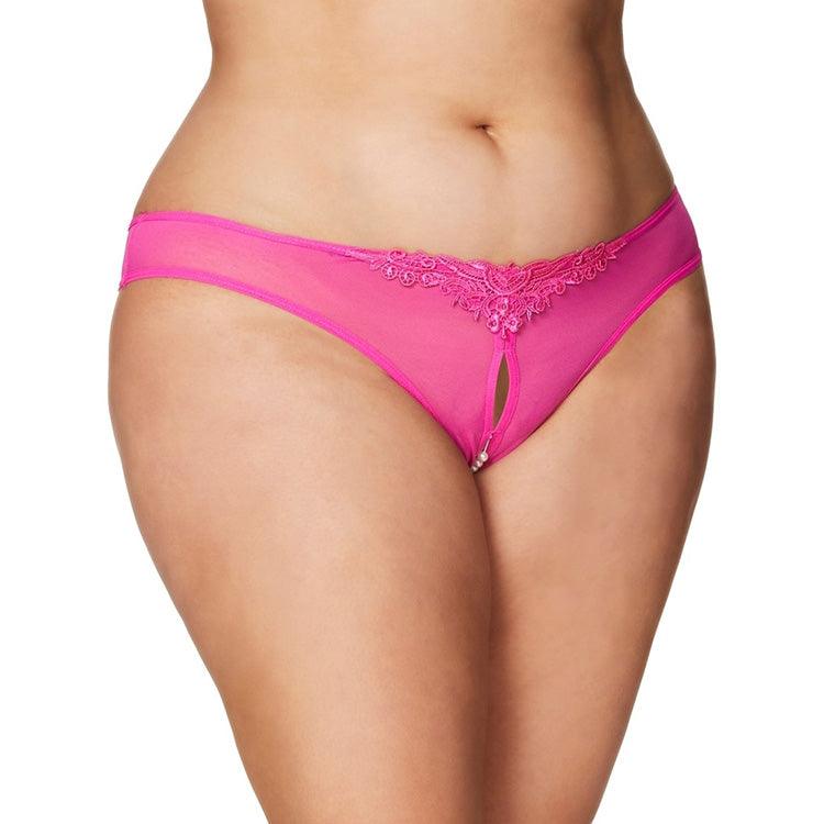 Pearl Crotchless Thong - Plus Size Xoxomoving