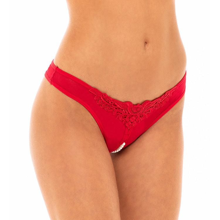 Pearl Crotchless Thong Xoxomoving