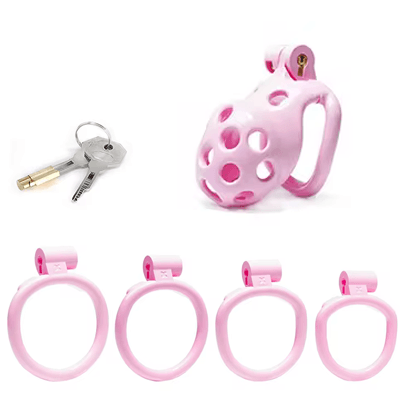 Pink Bubbles Chastity Cage - Small Xoxomoving