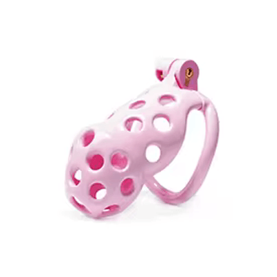 Pink Bubbles Chastity Cage - Standard Xoxomoving