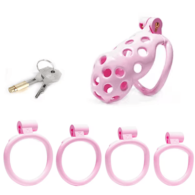 Pink Bubbles Chastity Cage - Standard Xoxomoving