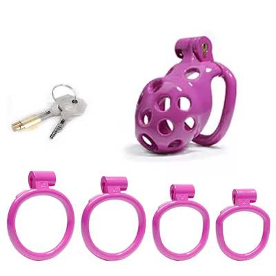 Purple Bubbles Chastity Cage - Small Xoxomoving