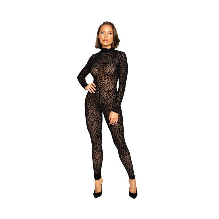Sheer Velvet Leopard Catsuit Xoxomoving