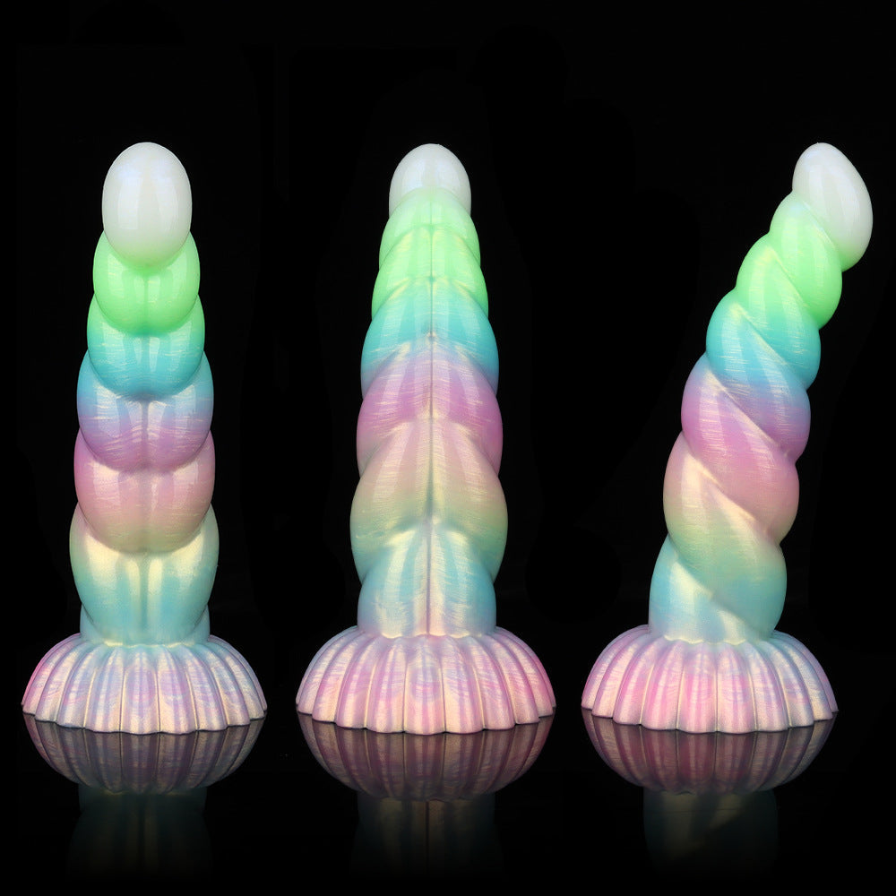 WistGlow Glow-in-the-Dark Spiral Vibrator with Remote Control & Suction Cup Base