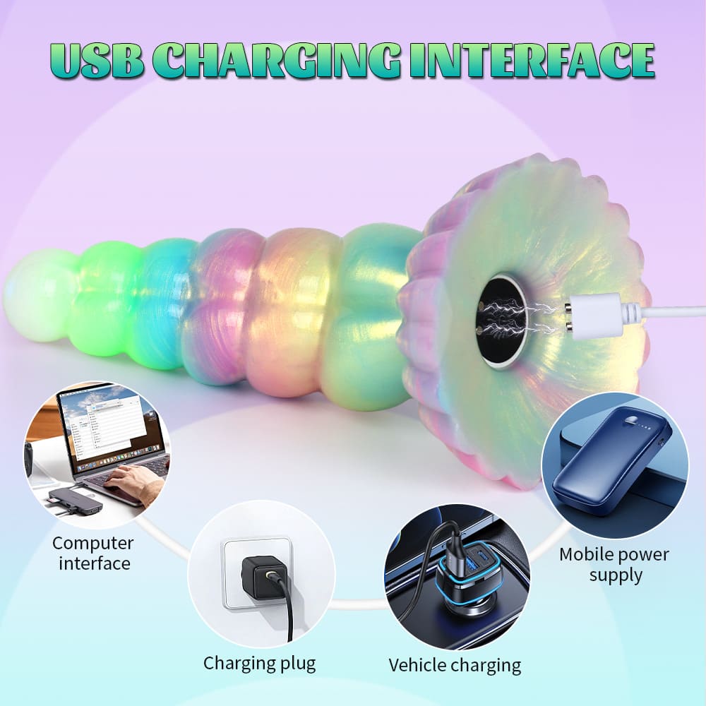 WistGlow Glow-in-the-Dark Spiral Vibrator with Remote Control & Suction Cup Base