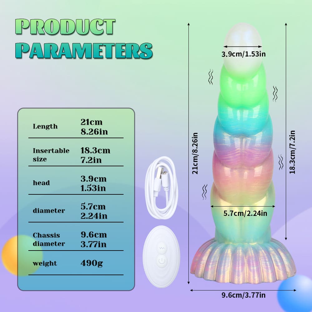 WistGlow Glow-in-the-Dark Spiral Vibrator with Remote Control & Suction Cup Base