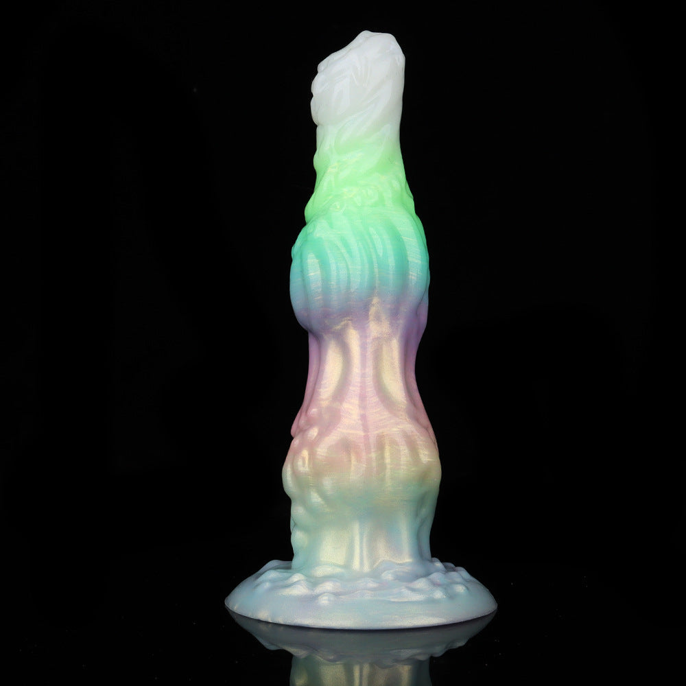 9.6 Inch Glow-in-the-Dark Vibrating Dildo with Dog Knot Design