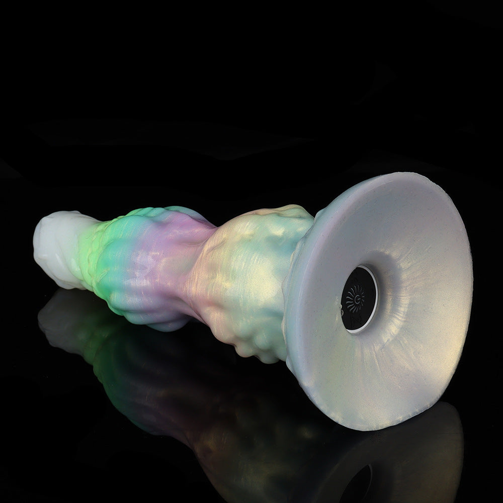 9.6 Inch Glow-in-the-Dark Vibrating Dildo with Dog Knot Design