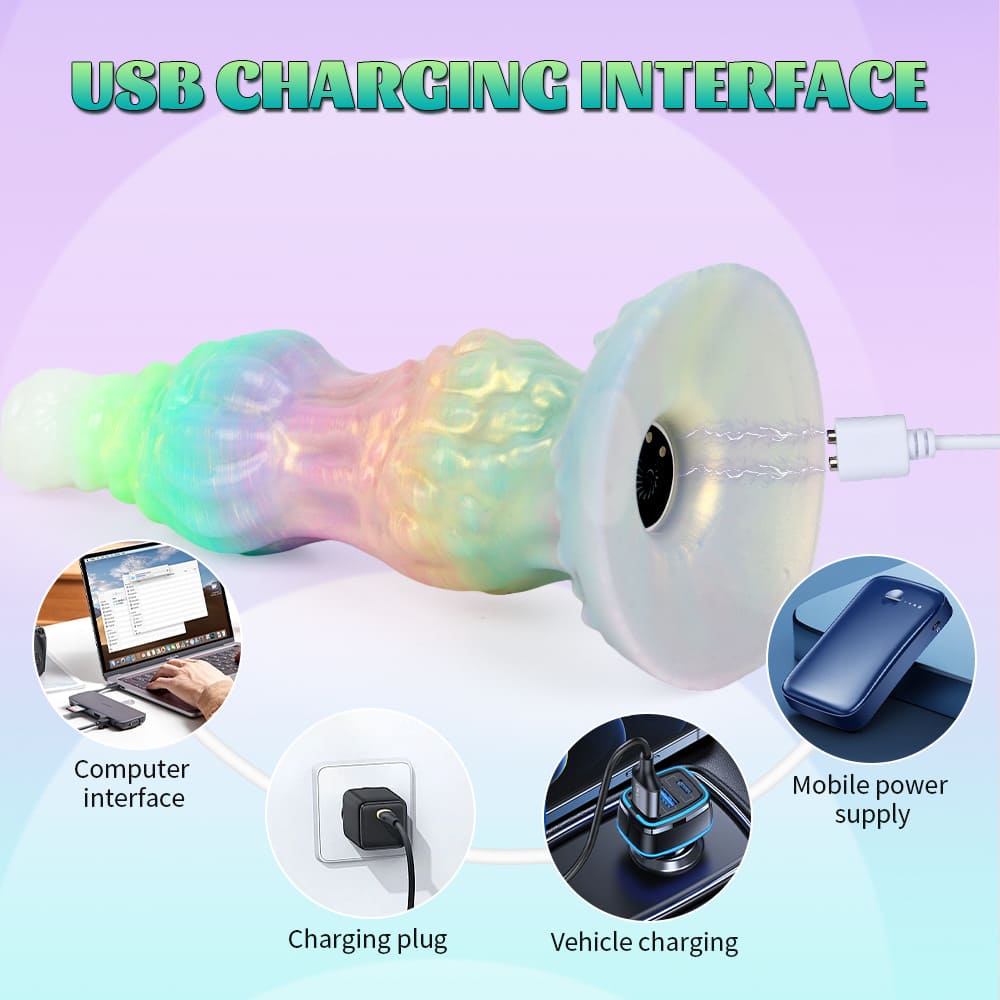 9.6 Inch Glow-in-the-Dark Vibrating Dildo with Dog Knot Design