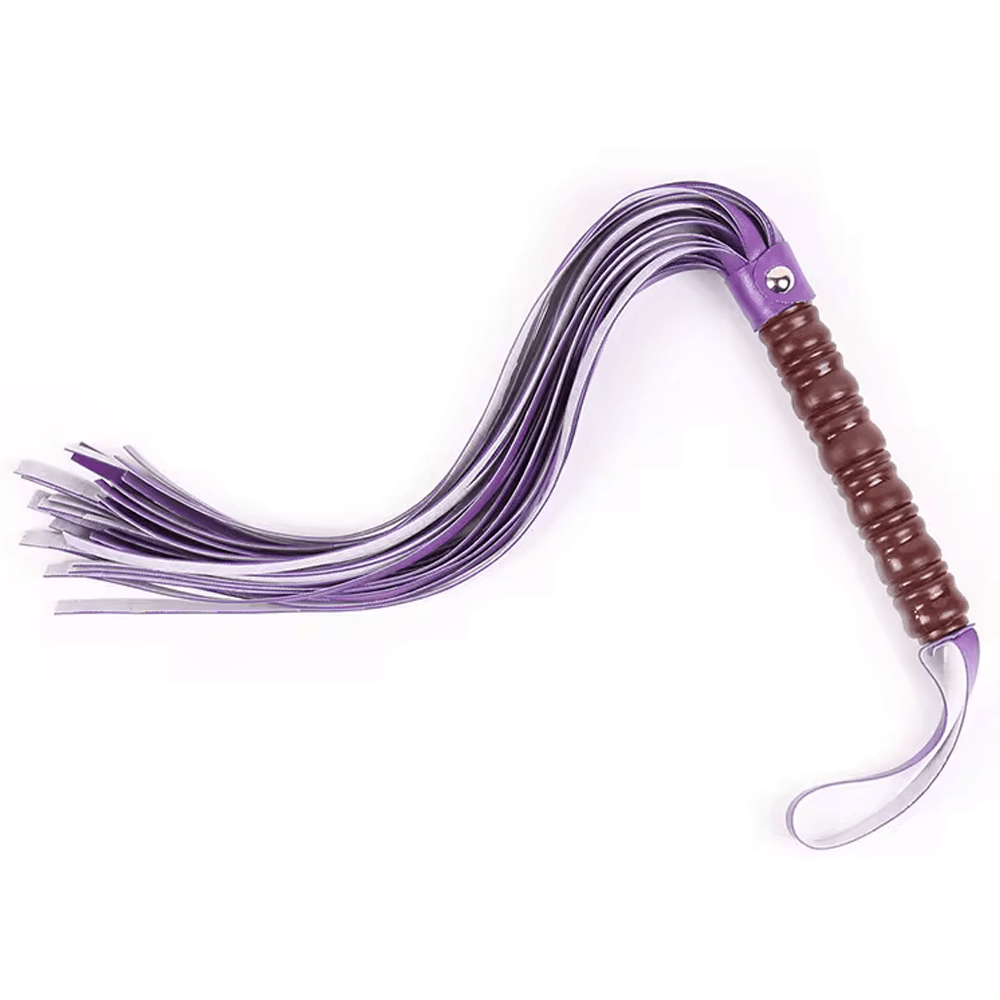 Wooden Grip BDSM Whip - Purple Xoxomoving