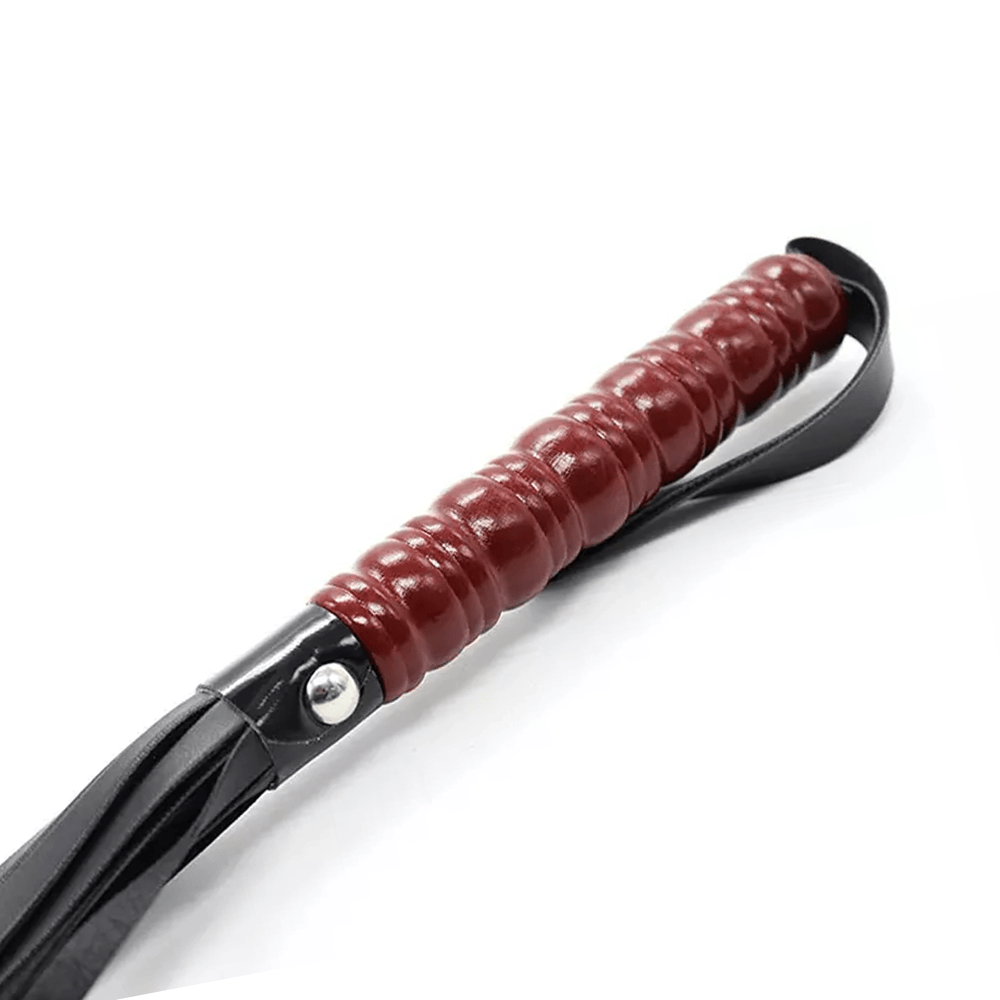 Wooden Grip BDSM Whip - Black Xoxomoving
