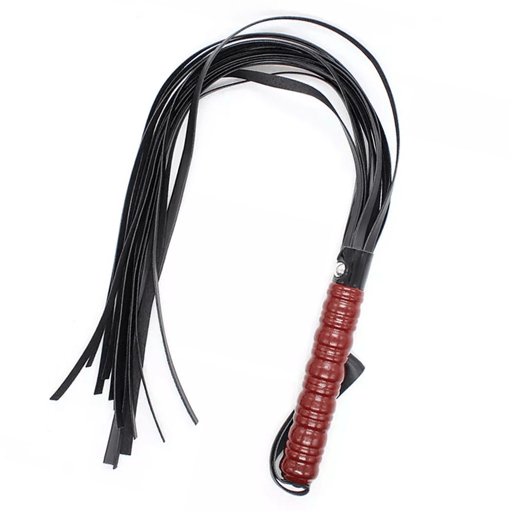 Wooden Grip BDSM Whip - Black Xoxomoving