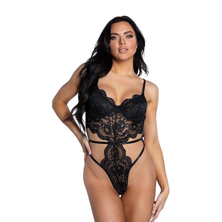 Midnight Strappy Lace Teddy Xoxomoving