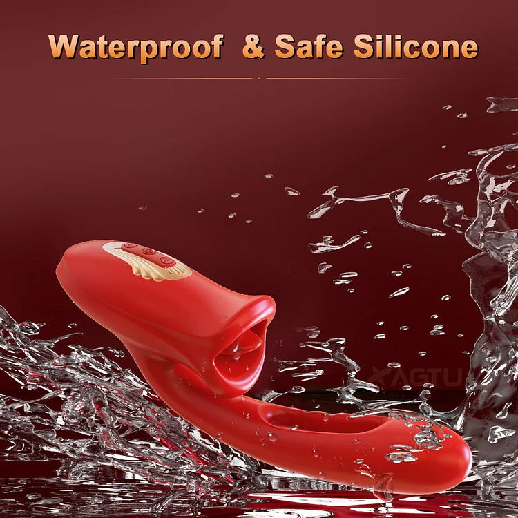 Rose Sex Toy Mouth Biting G Spot Clitoral Vibrator with Another End Tapping & Slapping and Dildo Vibrator Optional Xoxomoving