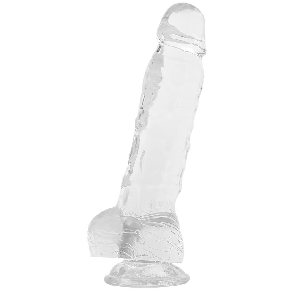 Clear Suction Cup Dildo with Balls - Xoxomoving