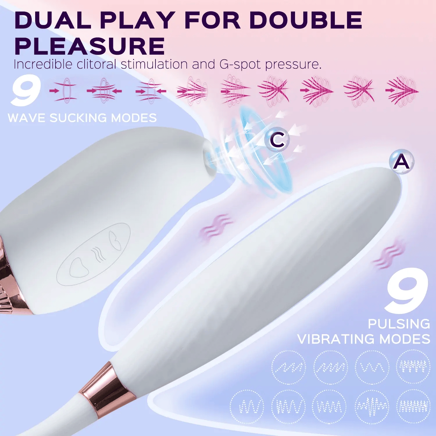 Clit Sucking Stimulator Pulsating G-spot Vibrator - 9 Wave Sucking & 9 Pulsing Vibrating Modes - Xoxomoving
