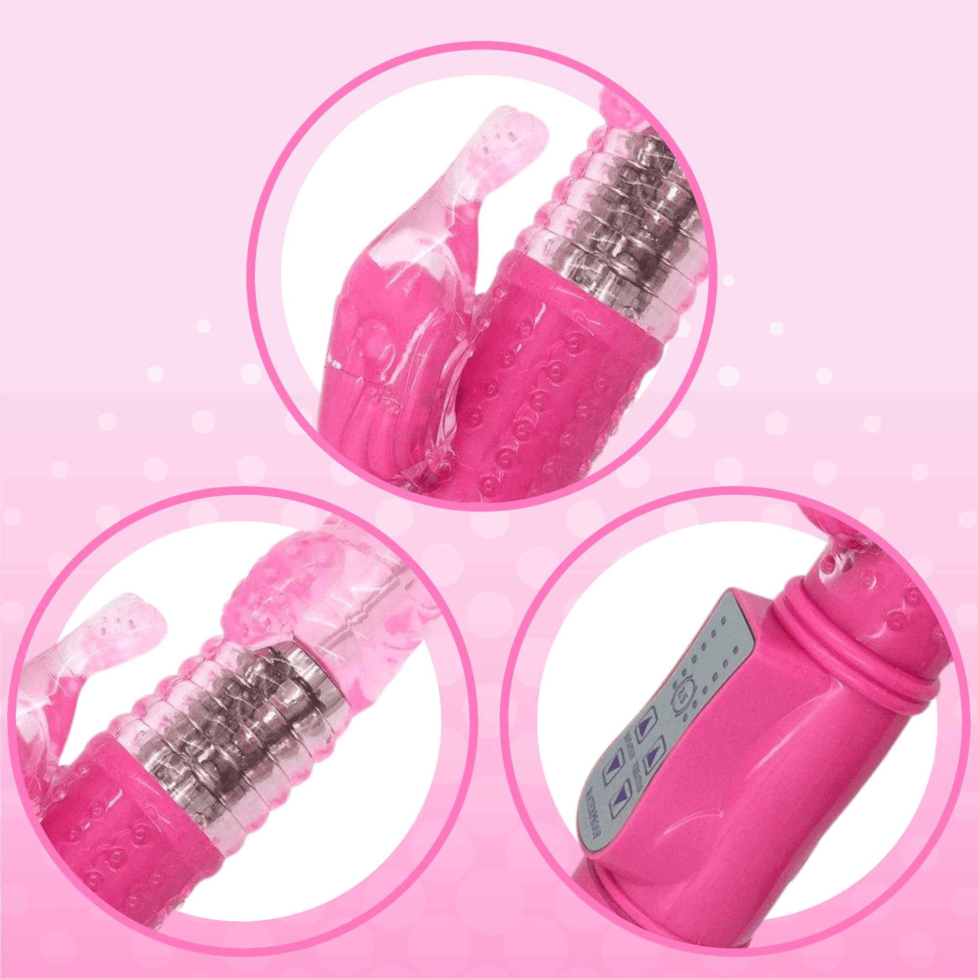 Free Ribbed Rotating Rabbit Vibe in Pink - Only 1 Free Item per Order! - Xoxomoving
