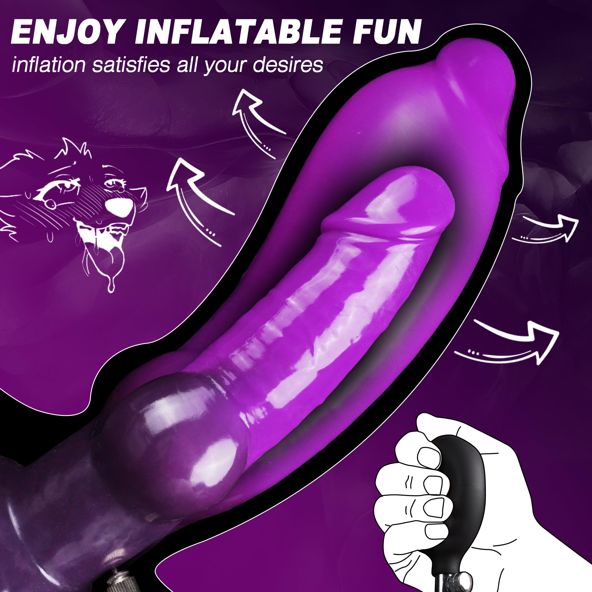 Purple 7 Inch knot Inflatable Fantasy Dildo Xoxomoving