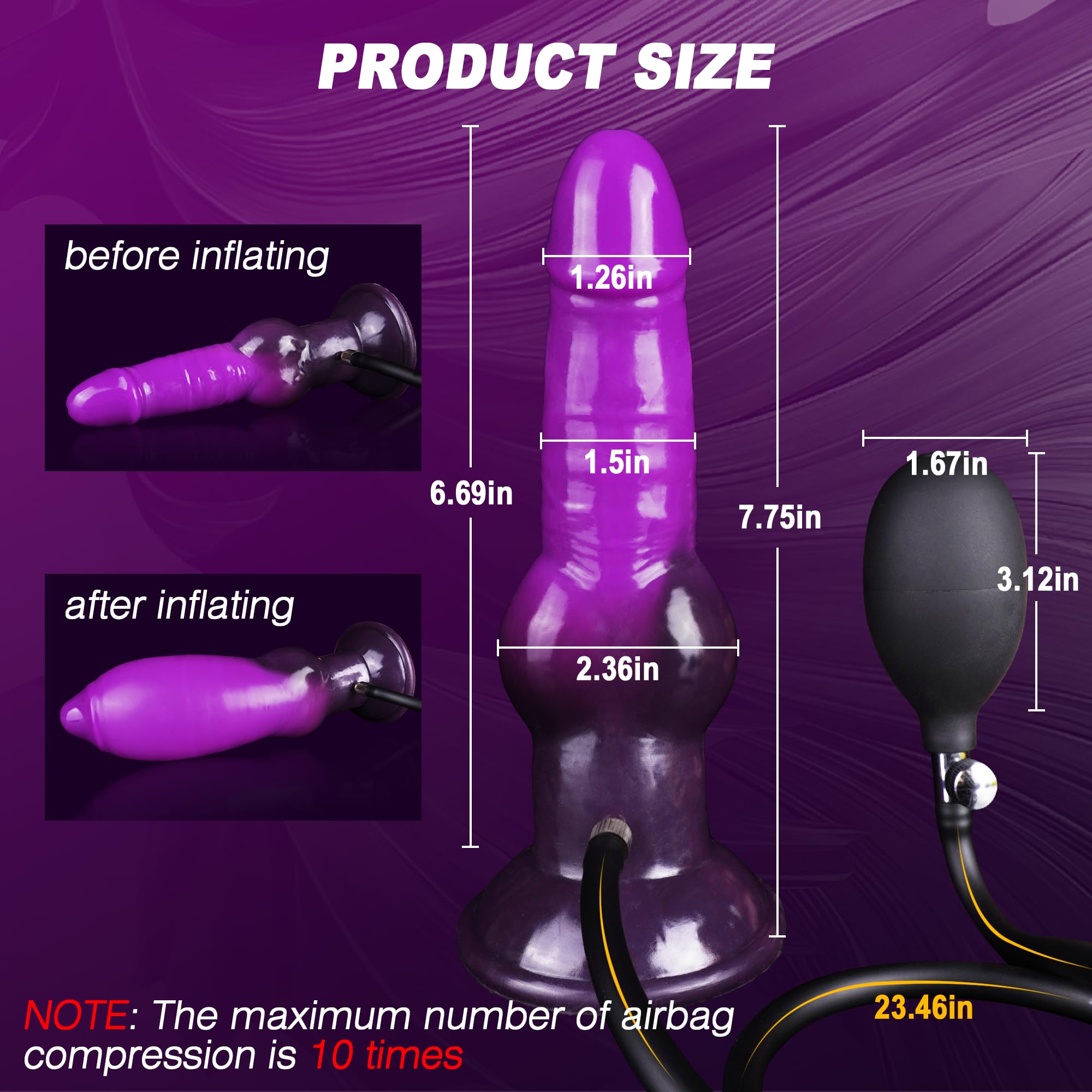 Purple 7 Inch knot Inflatable Fantasy Dildo Xoxomoving