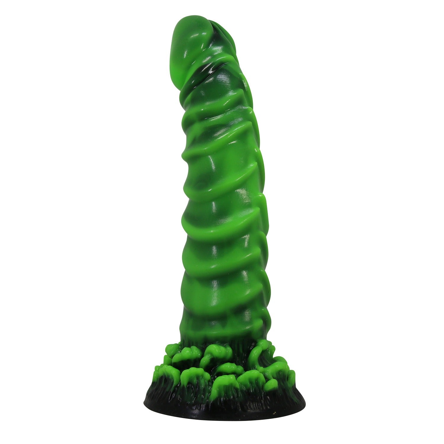 Monster Silicone Dildo with Suction Cup Fantasy Design in Green