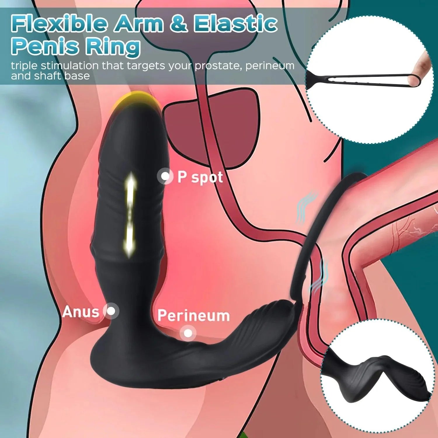 Luca - Thrusting Prostate Massager with Cock Ring - Xoxomoving