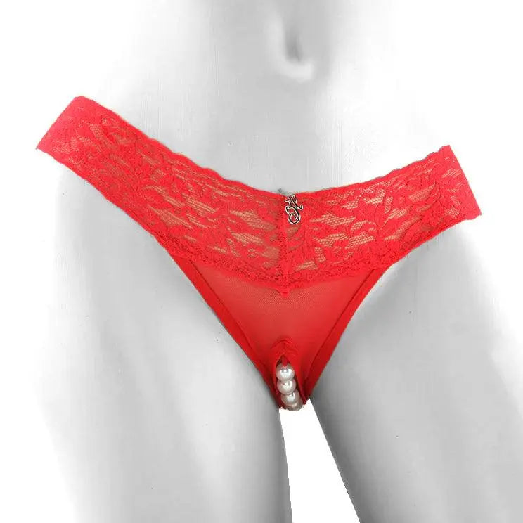 Stimulating Panties with Pearl Pleasure Beads Red /L - Xoxomoving
