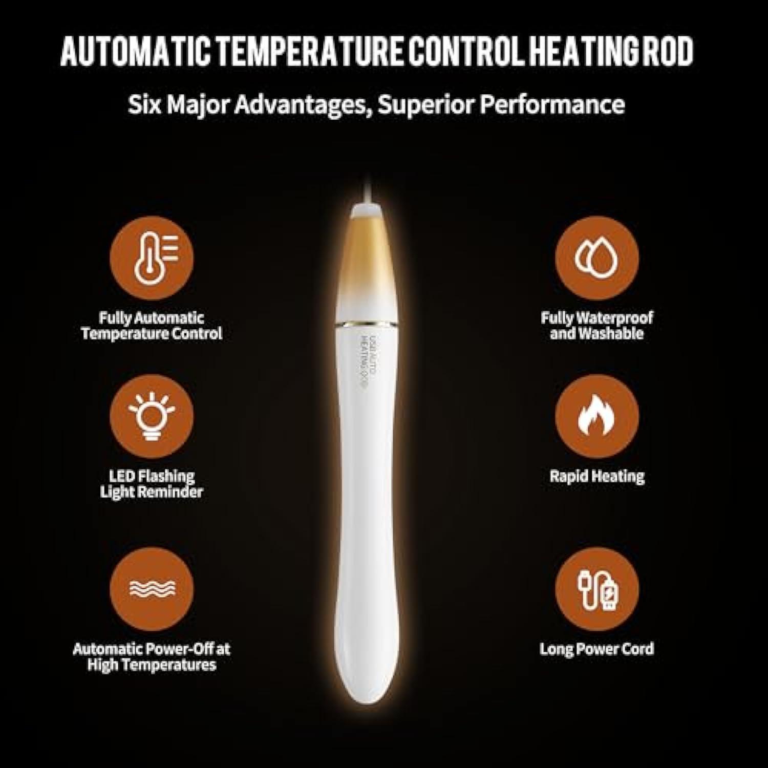 NUHUi AUTO Heater Stick Warmer | USB Hands Warmer with LED Indicator | Fast Heating Stick 38℃ Control | Portable & Waterproof - Xoxomoving