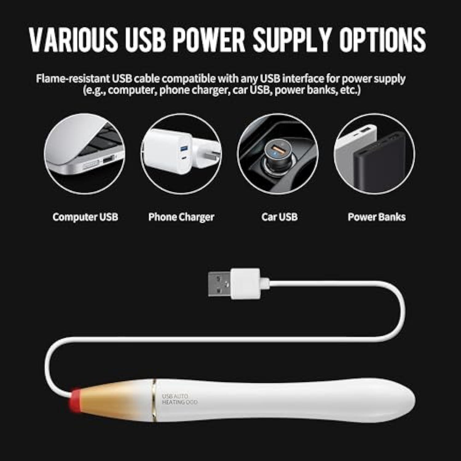 NUHUi AUTO Heater Stick Warmer | USB Hands Warmer with LED Indicator | Fast Heating Stick 38℃ Control | Portable & Waterproof - Xoxomoving