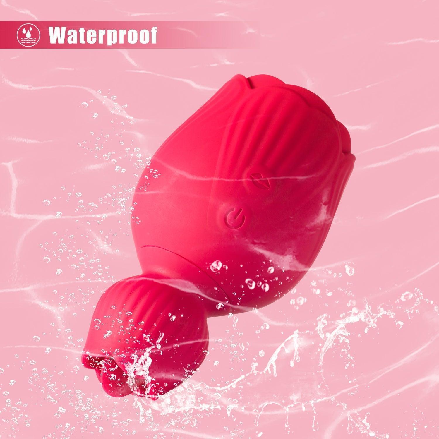 Rose Queen - 2In1 Tongue Vibrator & Rose Clit Sucker - Xoxomoving