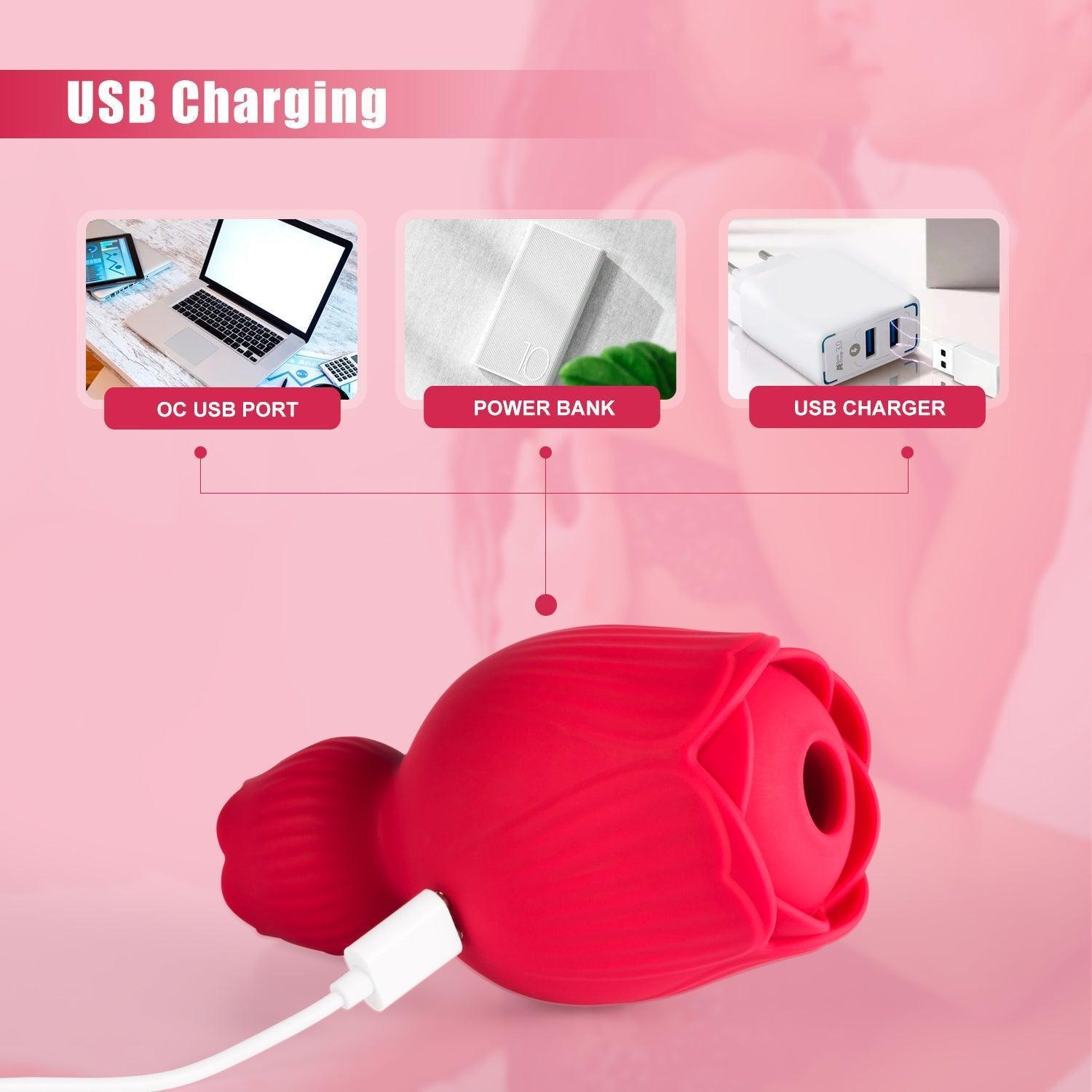 Rose Queen - 2In1 Tongue Vibrator & Rose Clit Sucker - Xoxomoving