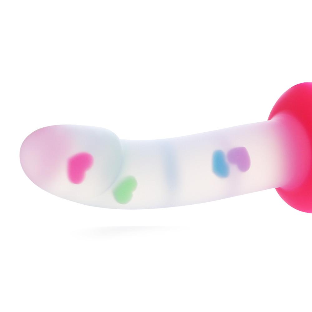Heart Dildo Curved Glow Stick Sex Toy