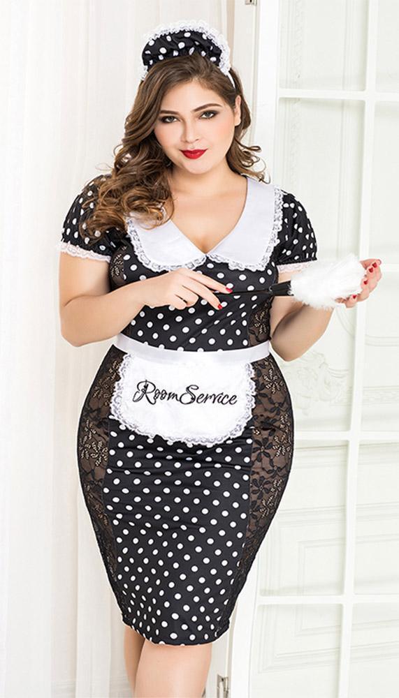 Vintage Style Room Service Polka Dot Lace Costume - Xoxomoving